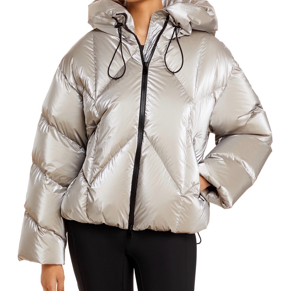 Moncler Frele Silver Puffer Jacket (Size 0)
